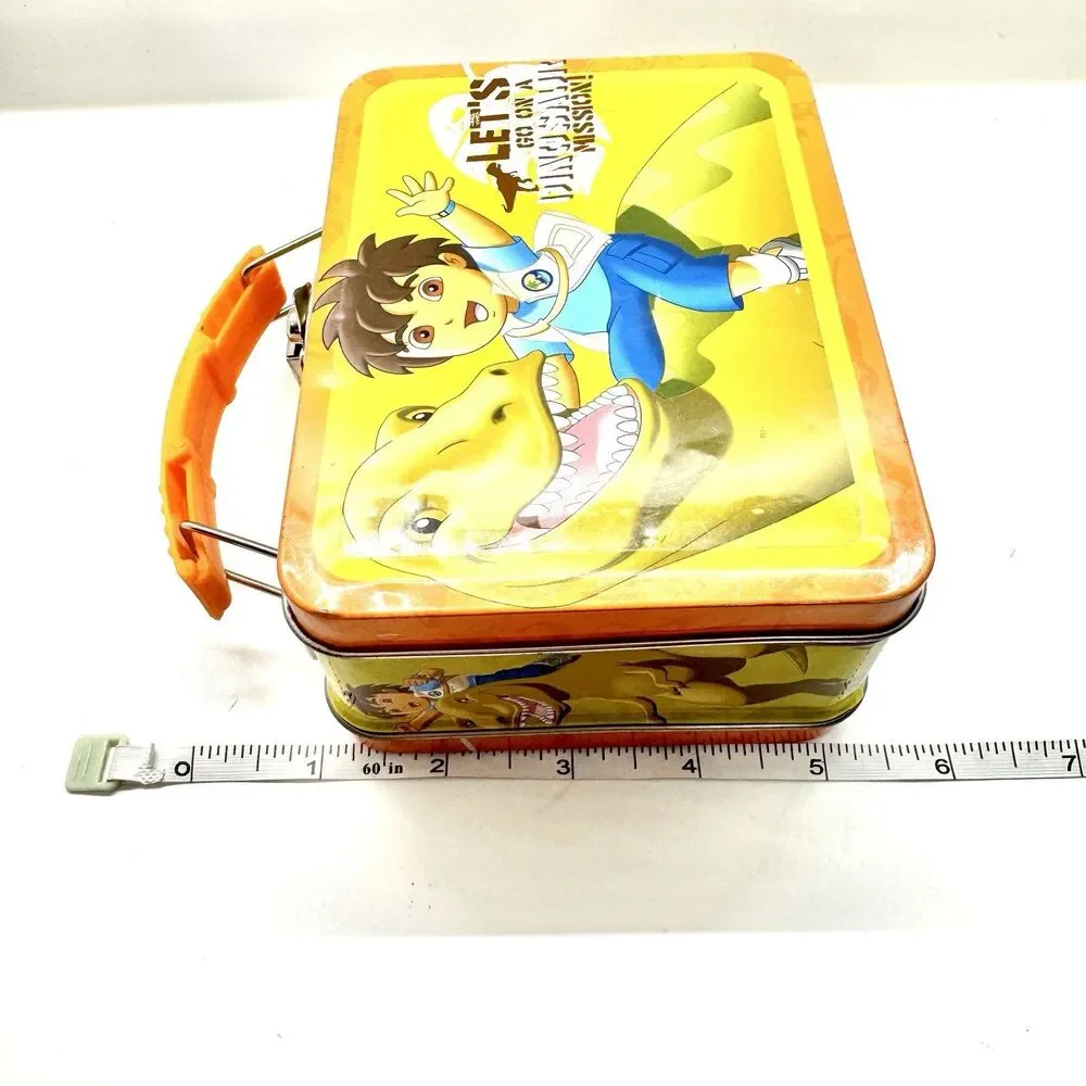 Go Diego Go Dinosaur Mission Tin Lunch Box Nick Jr 2013 Viacom Yellow Orange